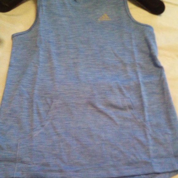 New Adidas Racer Back Purple Sleeveless Hoodie Kangaroo Pocket Top Size L/G - Picture 6 of 10